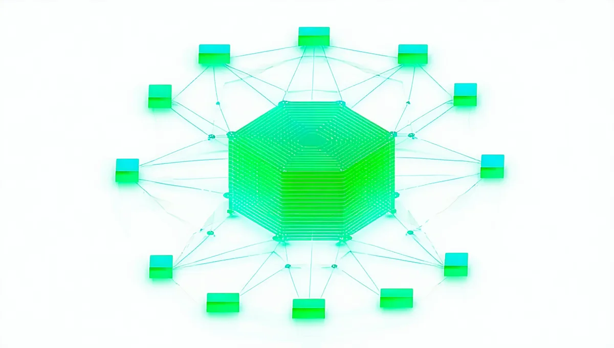 Diagram showing 14 European exchange connections converging to a unified API layer