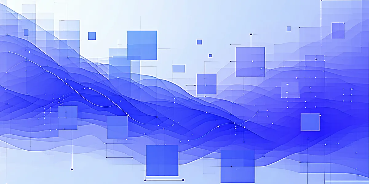 Abstract visualization of portfolio rebalancing data flow across connected financial network layers